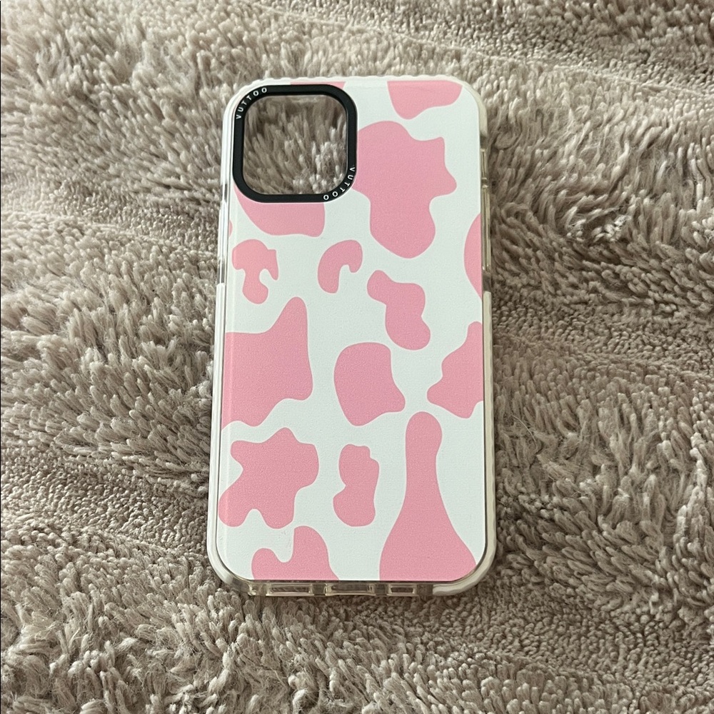 Pink and White Cow Print Phone Case